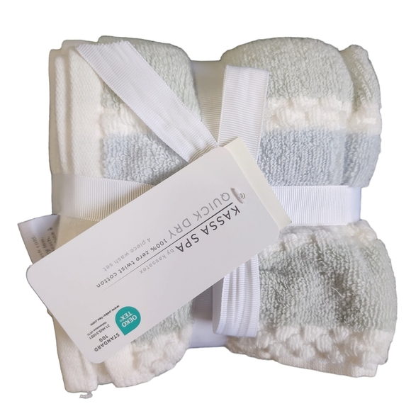 Kassa Spa by Kassatex 100% Cotton Washcloth Set Color Block Quick Dry - Picture 2 of 3